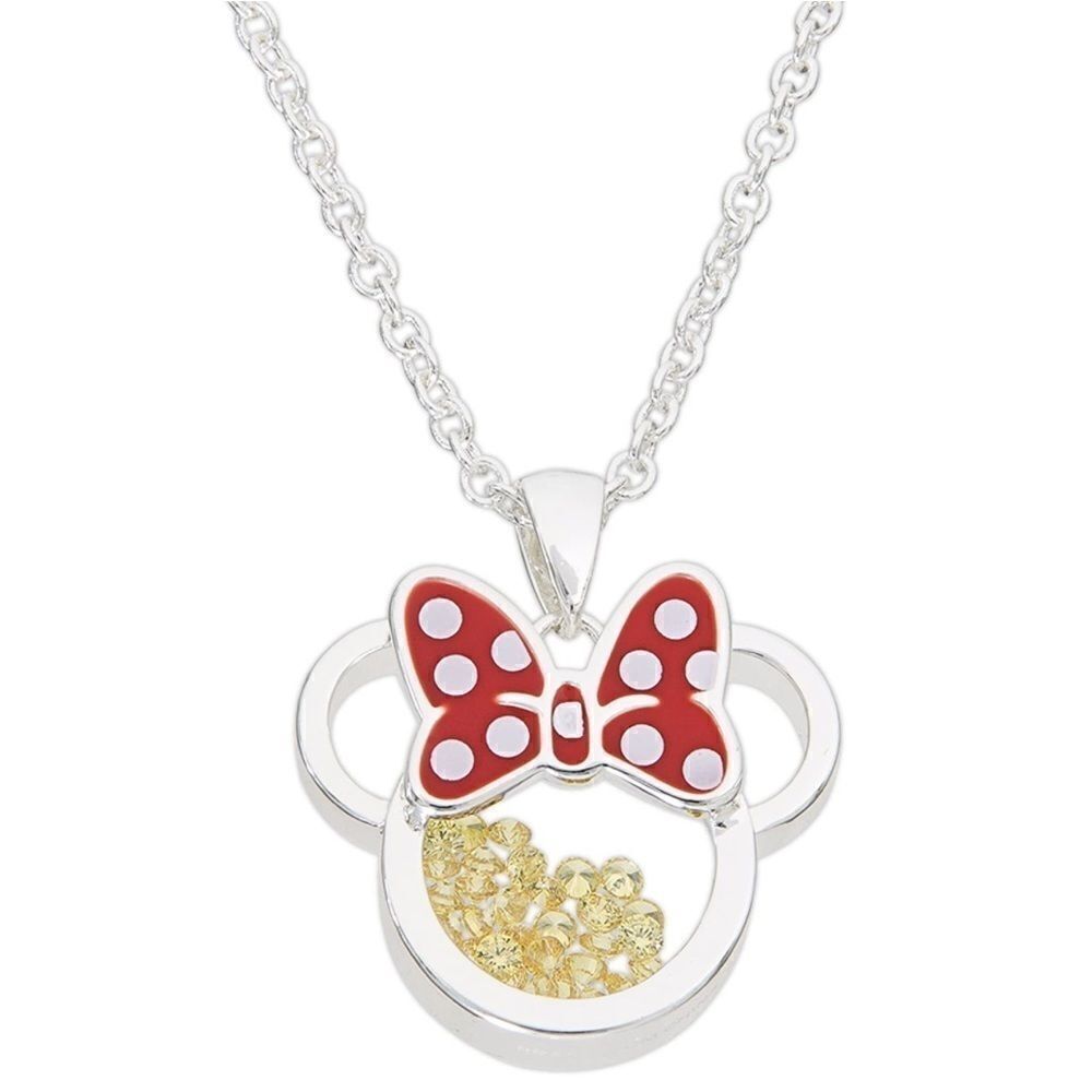 Silver Minnie Mouse November Citrine Cubic Zirconia Birthstone Necklace
